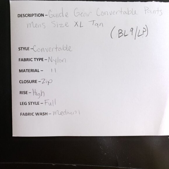 Guide Gear Convertible Pants Men's Size XL Tan - Picture 7 of 7